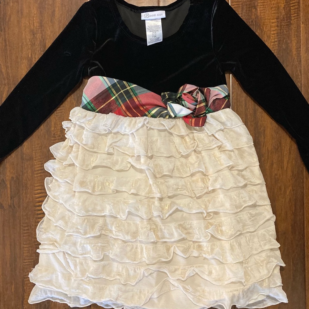 Bonnie Jean Gold Ruffle Christmas Dress